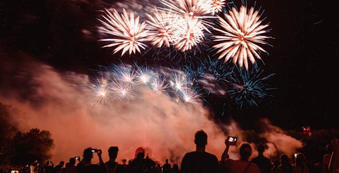 People watching fireworks at a New Years Eve event