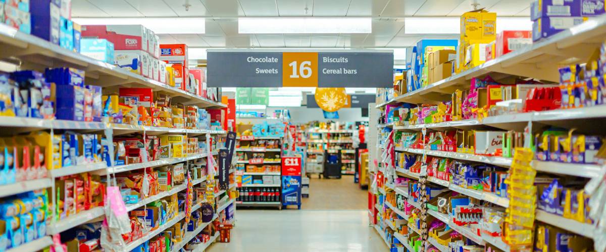 UK Supermarket in the chocolate and biscuits isle