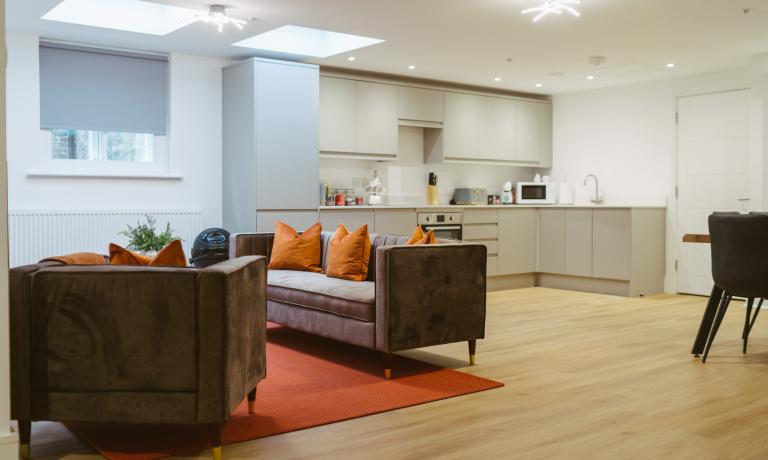 Open plan living and kitchen space