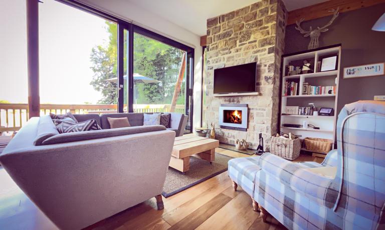 Living Space with Wood Burning Fire