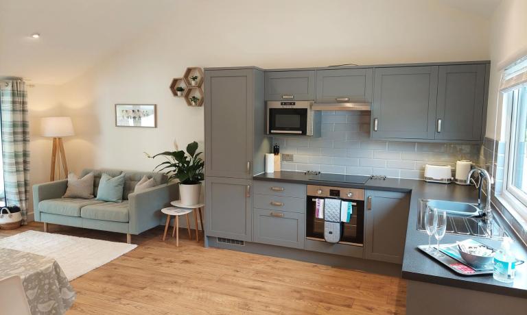 Open plan living, dining and kitchen space