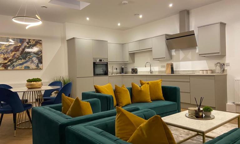 Open living and kitchen area