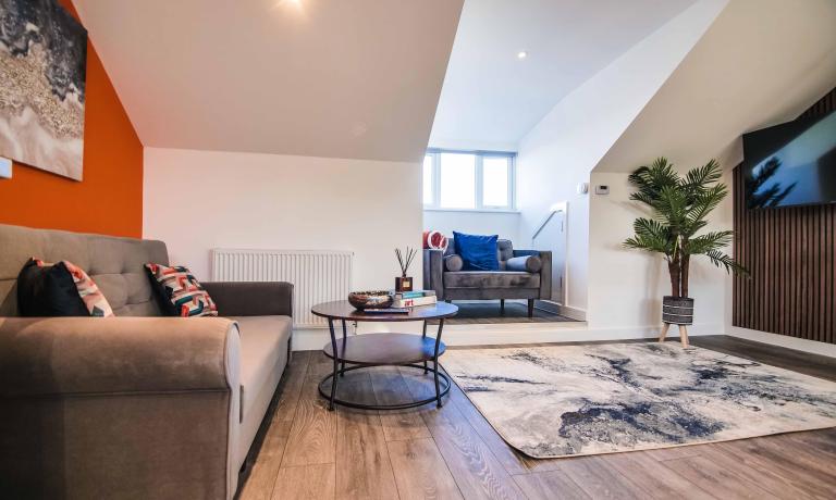 Open plan living, dining and kitchen